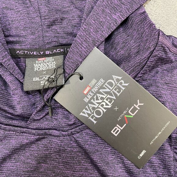 Black Panther Wakanda Forever Sleeveless Purple Hooded Cropped Tank Women Size S - Picture 4 of 7